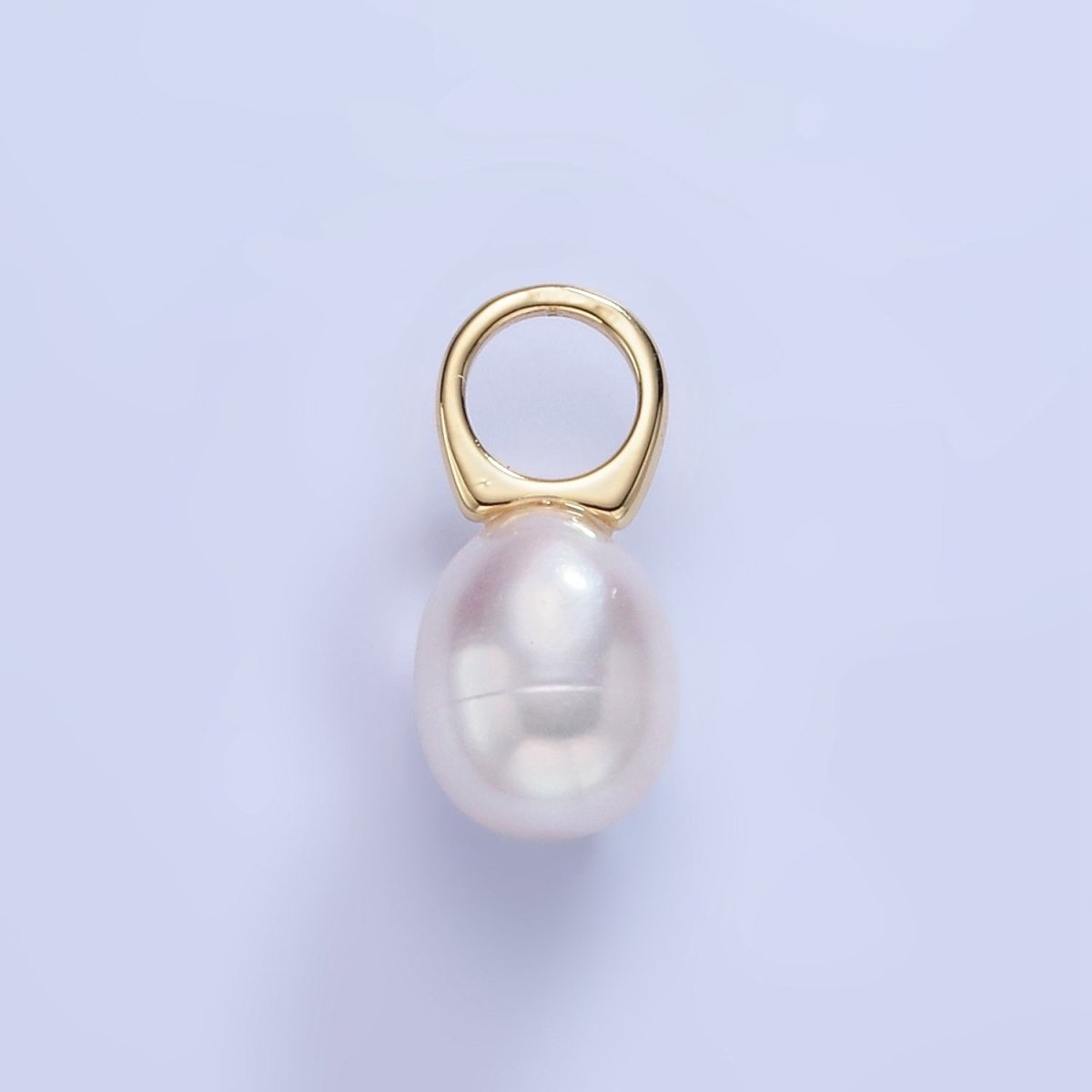 14K Gold Filled 15mm Ringed Shell Pearl Drop Pendant | P1743 - DLUXCA