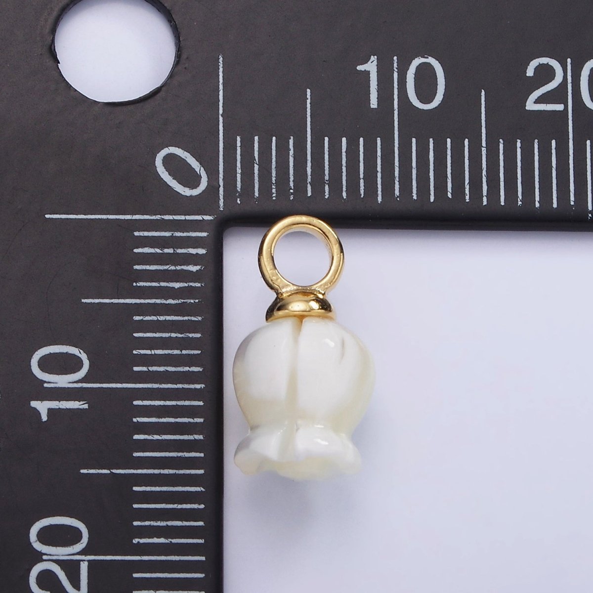 14K Gold Filled 15mm Rose Bud Flower Shell Pearl Drop Pendant | AG689