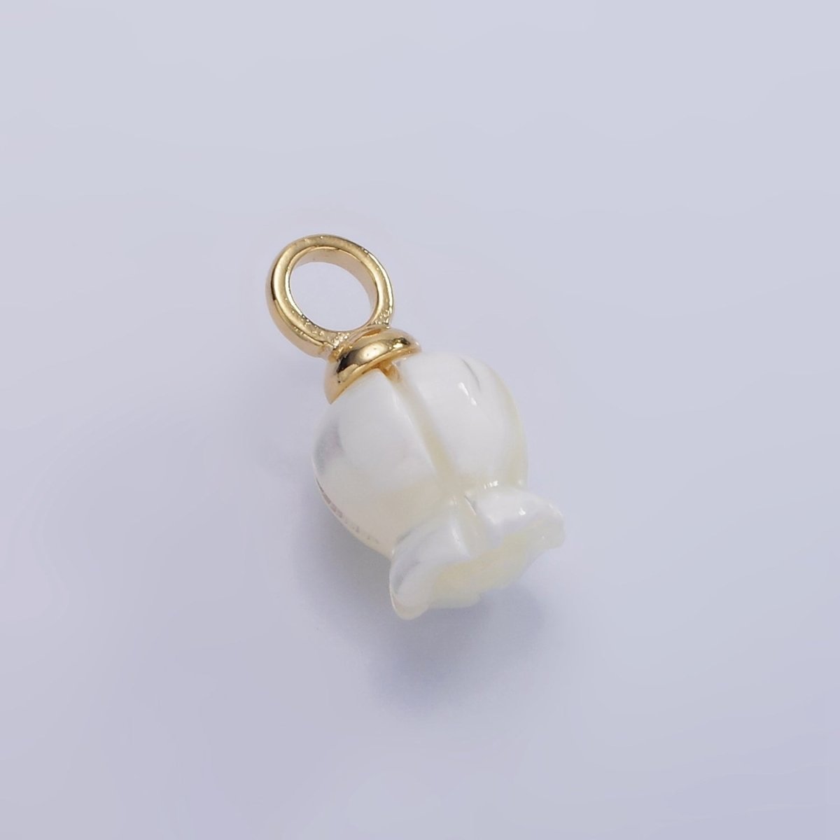 14K Gold Filled 15mm Rose Bud Flower Shell Pearl Drop Pendant | AG689