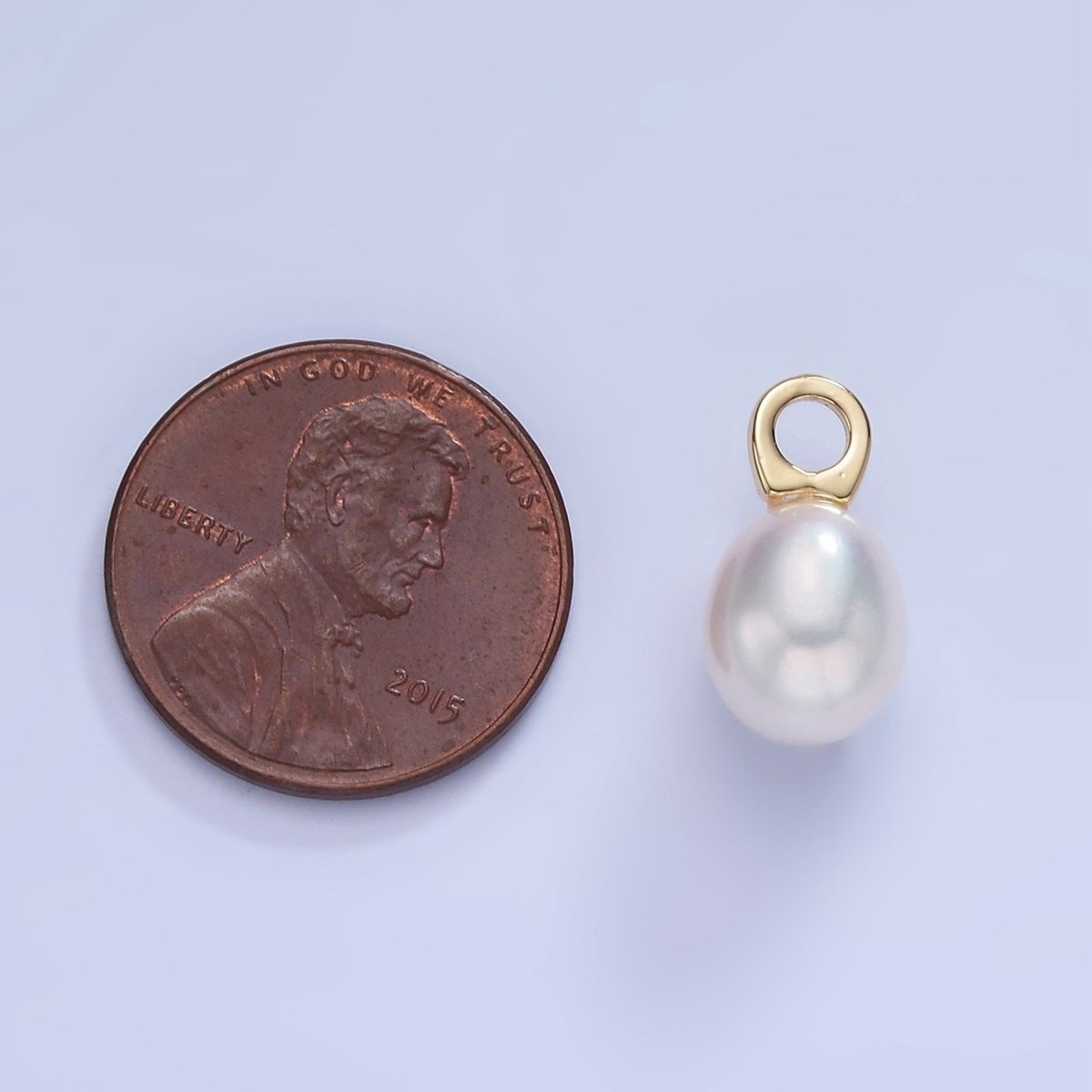 14K Gold Filled 15mm Shell Pearl Drop Pendant | P1745