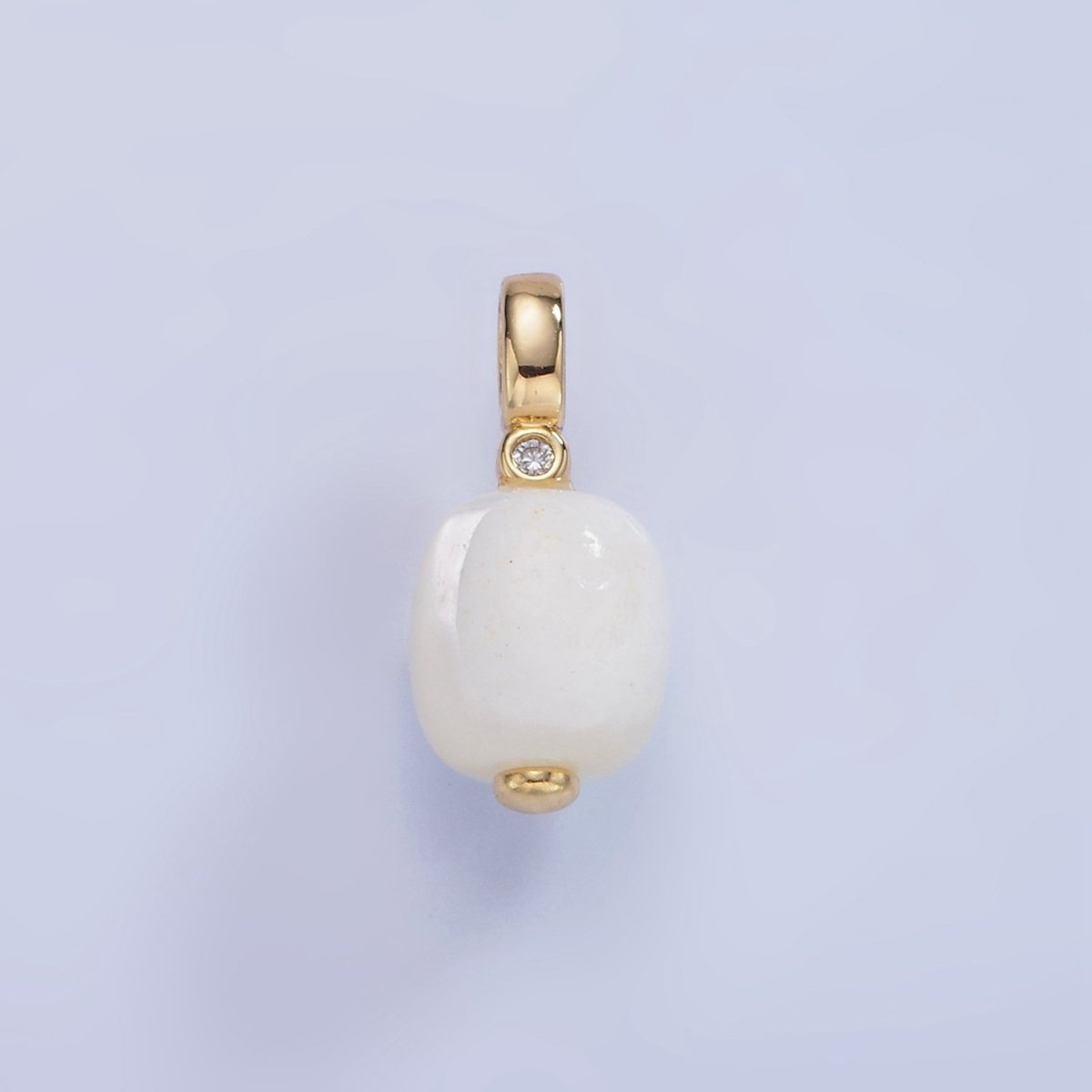 14K Gold Filled 15mm Shell Pearl Edged Square Rectangle CZ Bail Pendant | P1683 - DLUXCA