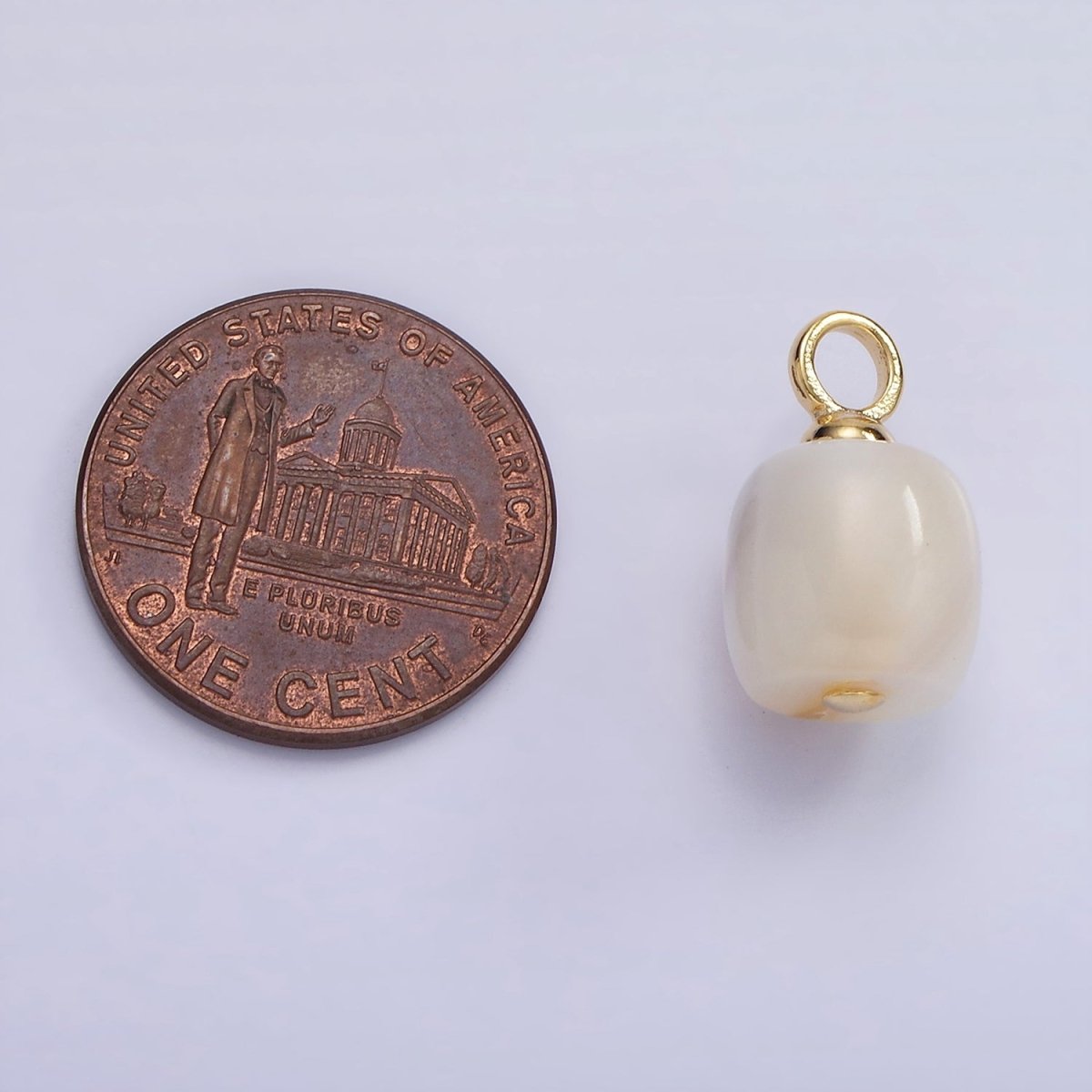 14K Gold Filled 15mm Shell Pearl Square Tube Drop Pendant | P1697 - DLUXCA