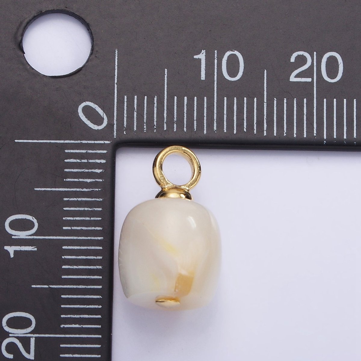 14K Gold Filled 15mm Shell Pearl Square Tube Drop Pendant | P1697 - DLUXCA