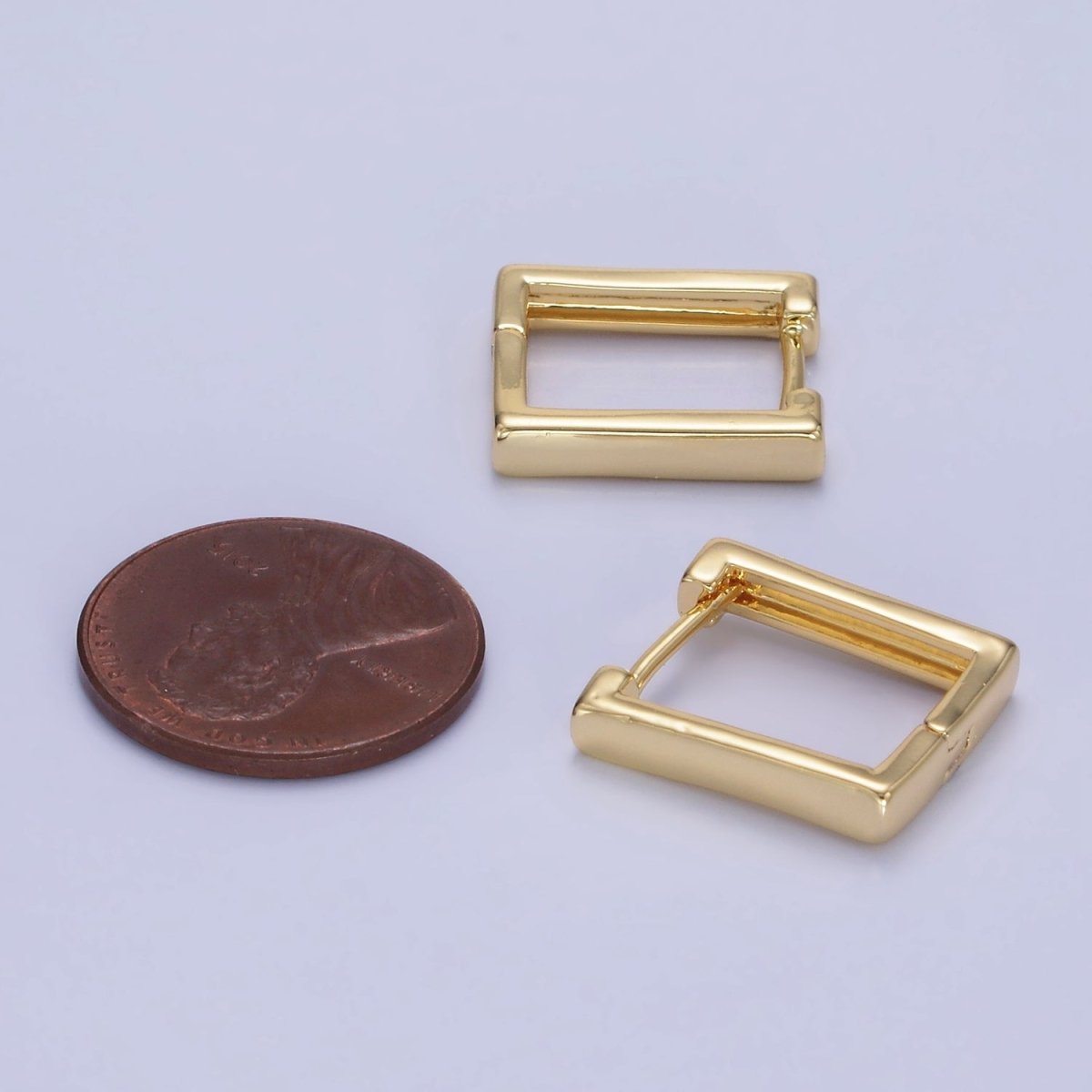 14K Gold Filled 15mm Square Minimalist Huggie Earrings | AB1270 - DLUXCA