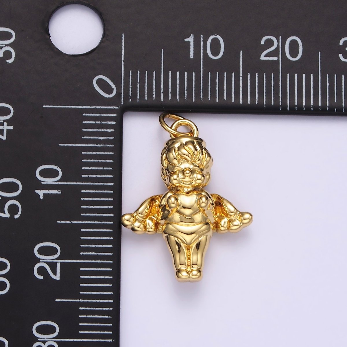 14K Gold Filled 16.5mm Standing Cherub Baby Angel Puffed Charm in Silver & Gold | N1511 N1512