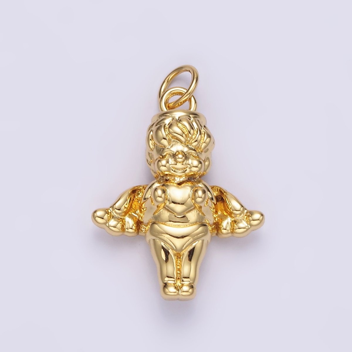 14K Gold Filled 16.5mm Standing Cherub Baby Angel Puffed Charm in Silver & Gold | N1511 N1512