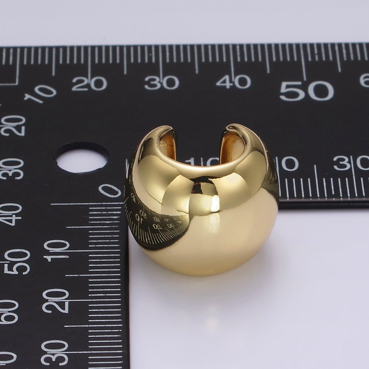 14K Gold Filled 16.7mm Wide Rounded Modern Statement 1 Pair Ear Cuff Earrings | AI155 - DLUXCA