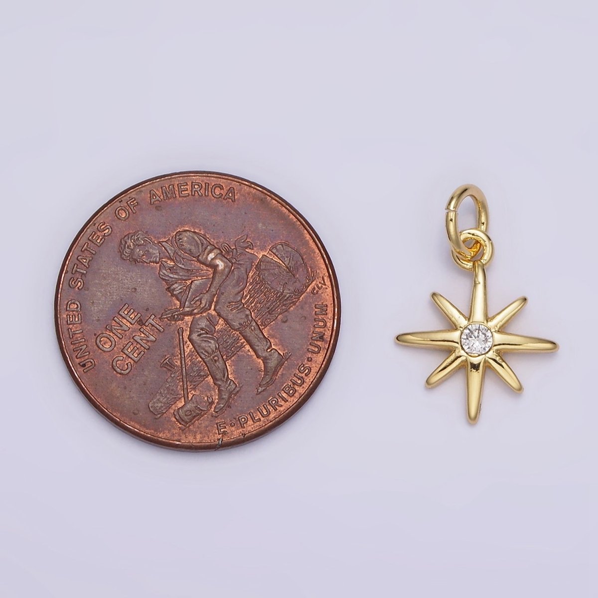 14K Gold Filled 16mm Celestial North Star Clear CZ Charm | N984 - DLUXCA