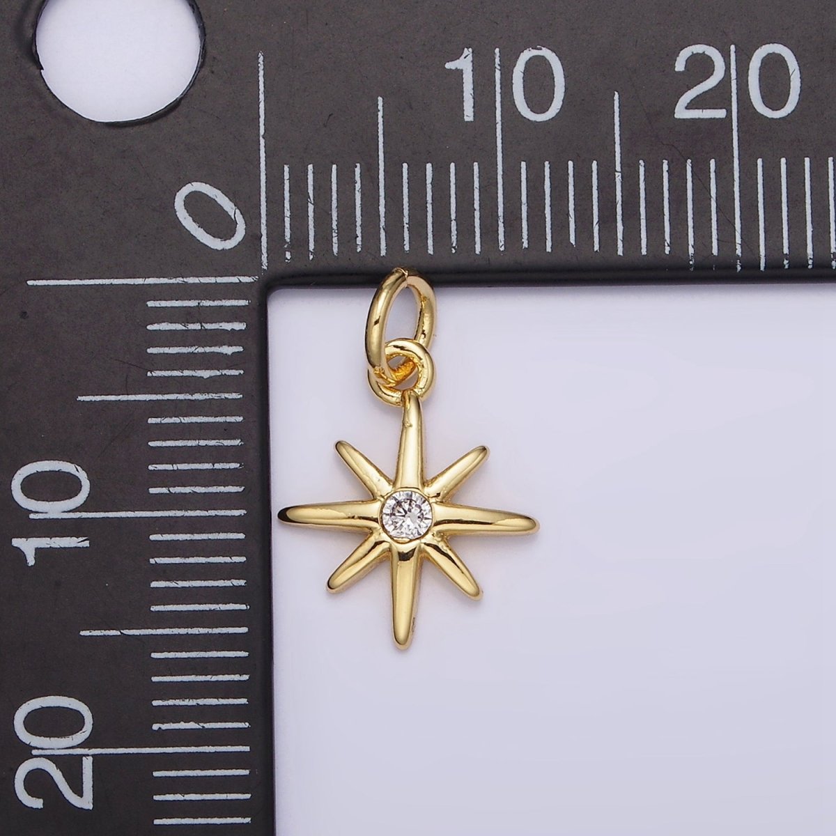14K Gold Filled 16mm Celestial North Star Clear CZ Charm | N984 - DLUXCA