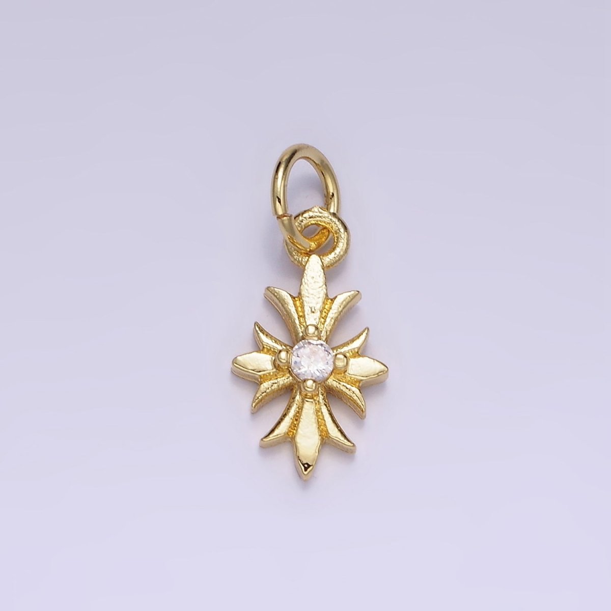 14K Gold Filled 16mm Clear CZ Fleury Cross Add-On Charm | AG647 - DLUXCA