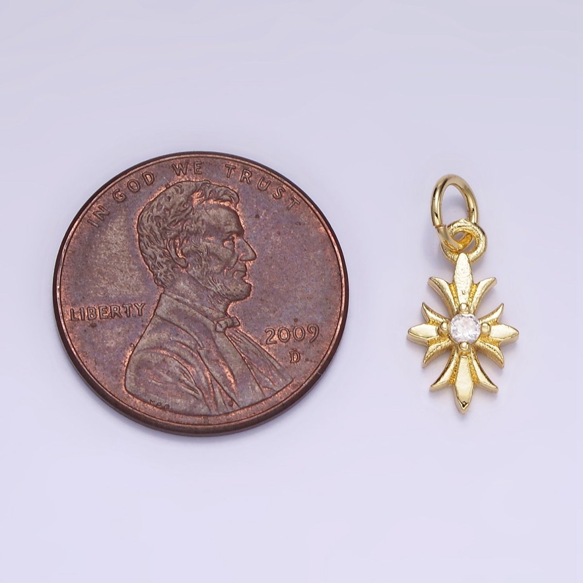 14K Gold Filled 16mm Clear CZ Fleury Cross Add-On Charm | AG647 - DLUXCA