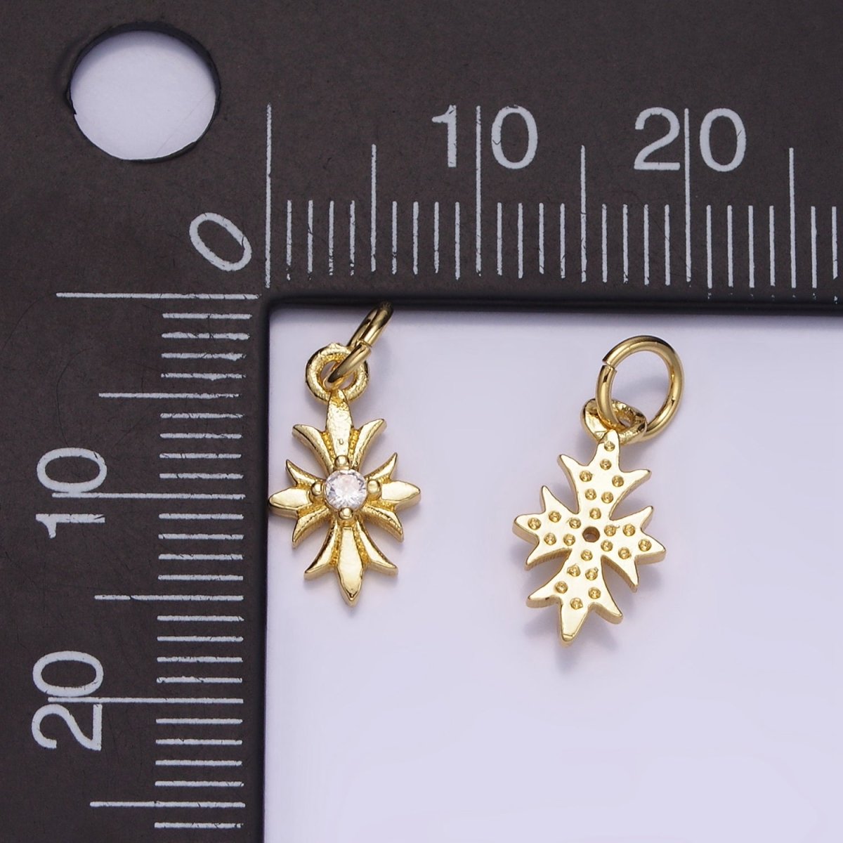14K Gold Filled 16mm Clear CZ Fleury Cross Add-On Charm | AG647 - DLUXCA