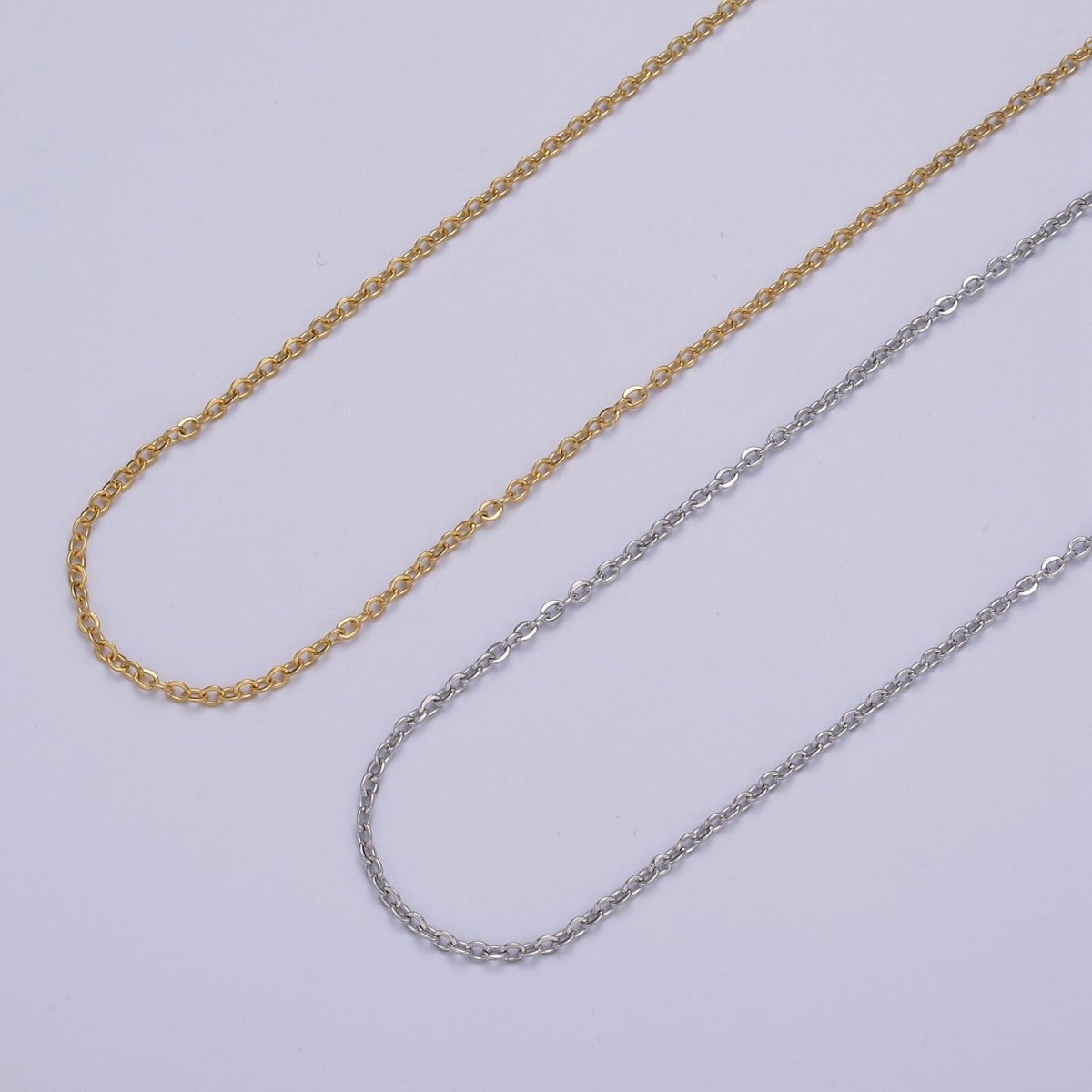 14K Gold Filled 1.6mm Dainty Cable 18.5 Inch Layering Chain Necklace in Gold & Silver | WA-732 WA-733 Clearance Pricing