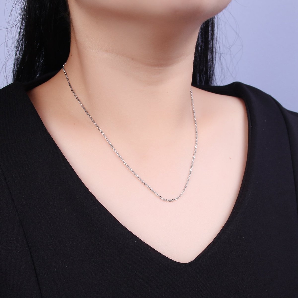 14K Gold Filled 1.6mm Dainty Cable 18.5 Inch Layering Chain Necklace in Gold & Silver | WA-732 WA-733 Clearance Pricing