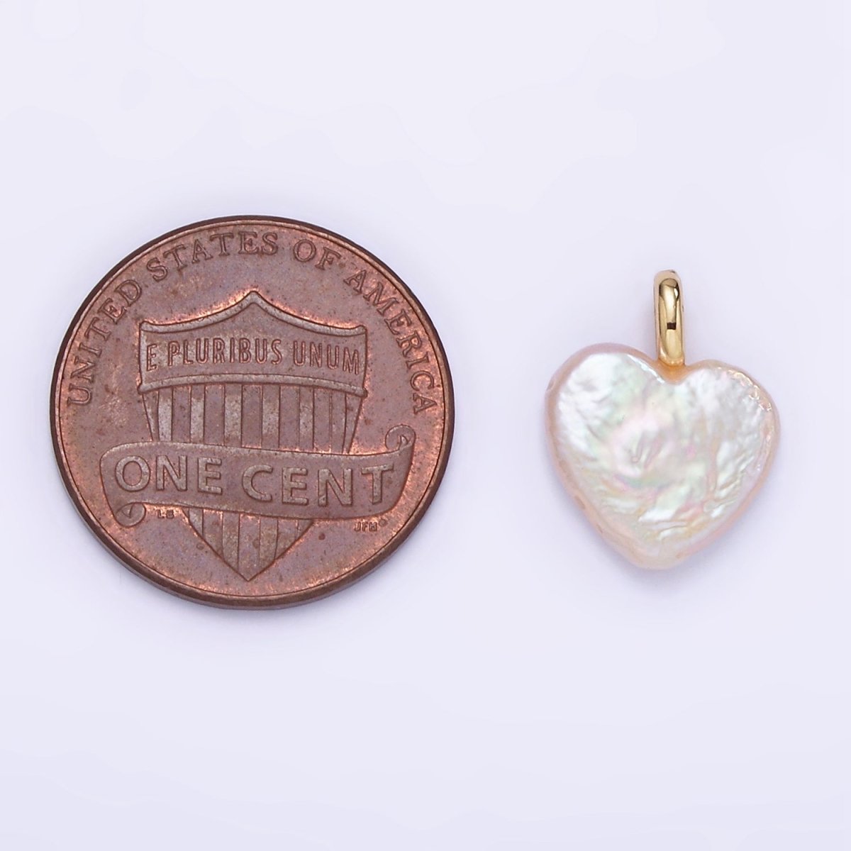 14K Gold Filled 16mm Freshwater Pearl Heart Pendant | P1855 - DLUXCA