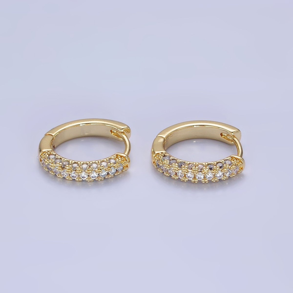 14K Gold Filled 16mm Micro Paved CZ Huggie Earrings in Gold & Silver | AE528 AE529