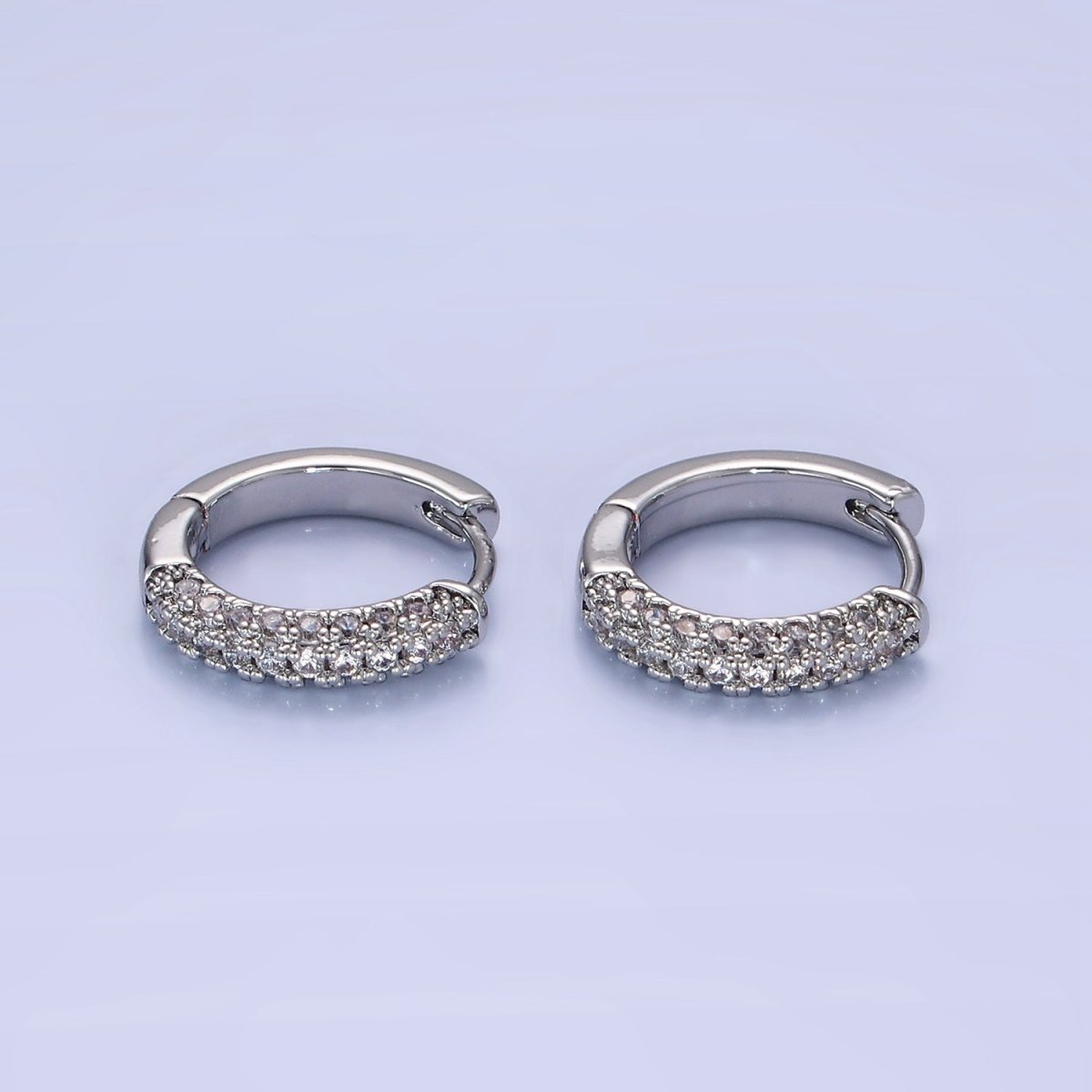 14K Gold Filled 16mm Micro Paved CZ Huggie Earrings in Gold & Silver | AE528 AE529