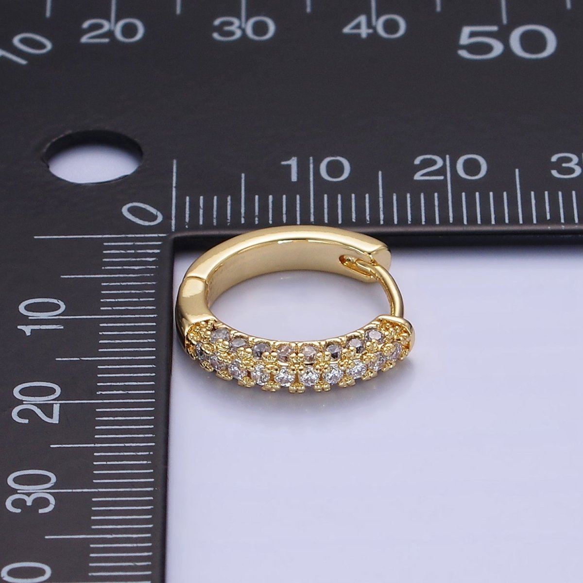 14K Gold Filled 16mm Micro Paved CZ Huggie Earrings in Gold & Silver | AE528 AE529