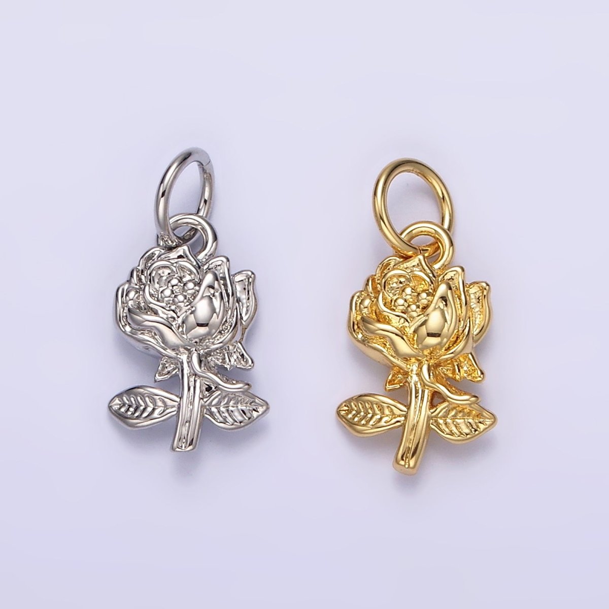 14K Gold Filled 16mm Rose Flower Nature Charm in Gold & Silver | N1112 N1113