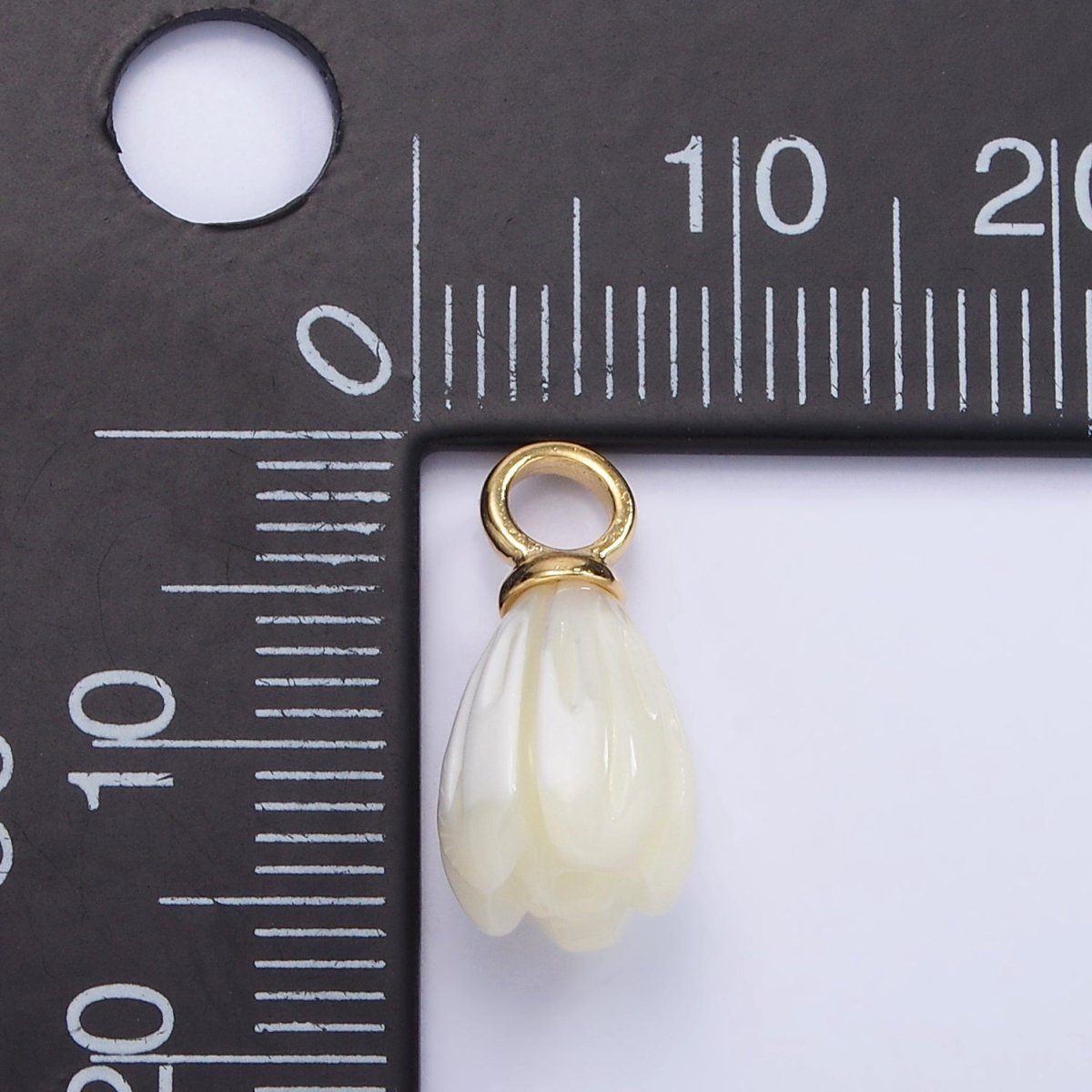 14K Gold Filled 16mm Tulip Flower Shell Pearl Drop Pendant | AG690 - DLUXCA