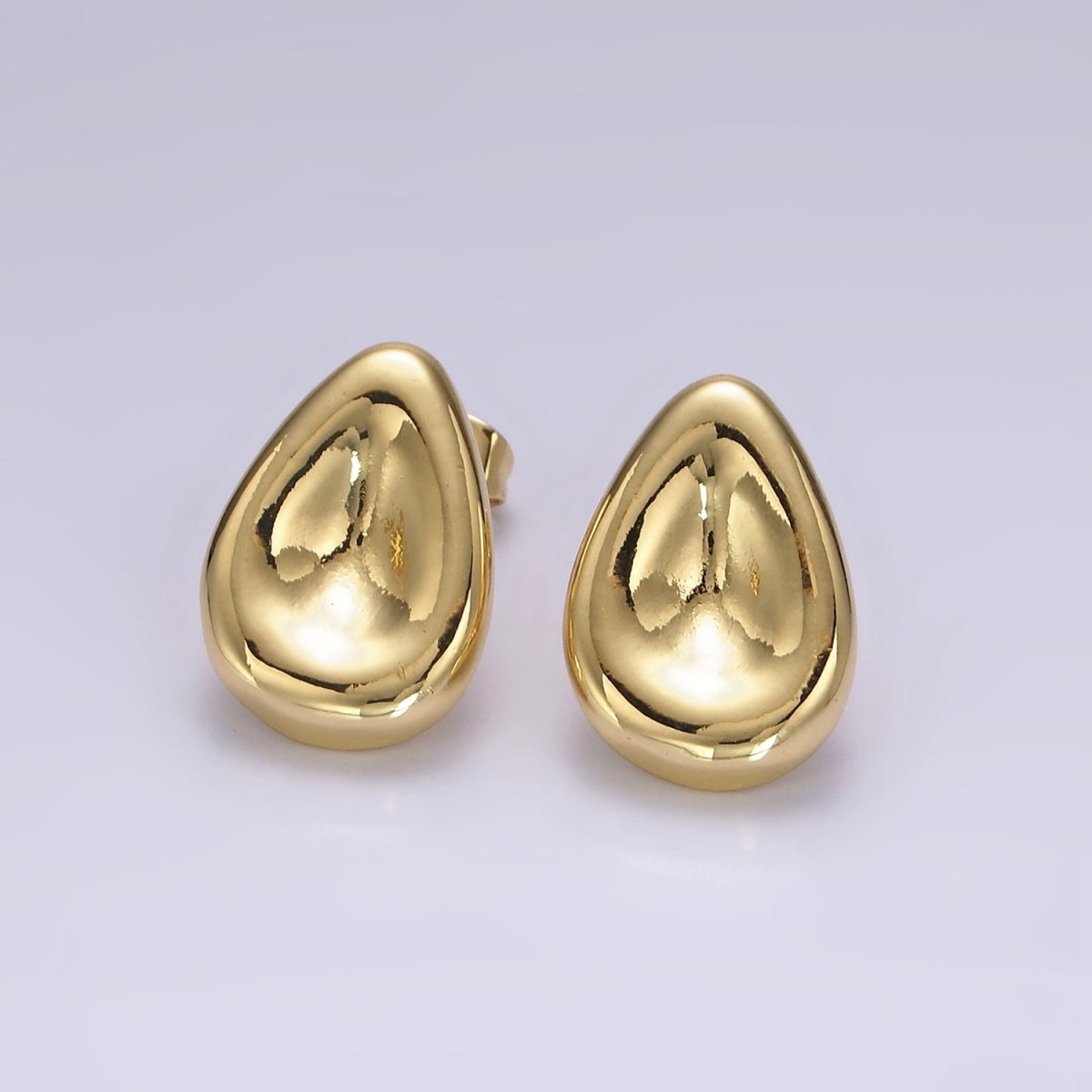 14K Gold Filled 17.5mm Dented Teardrop Modern Statement Stud Kylie Earrings | V065