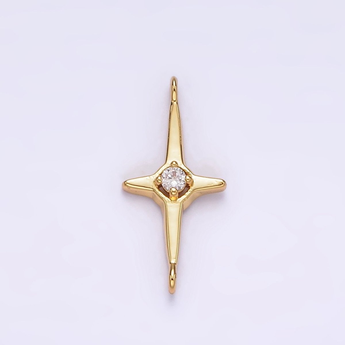 14K Gold Filled 17.7mm Clear CZ Celestial North Star Connector in Gold & Silver | G-788 G-789