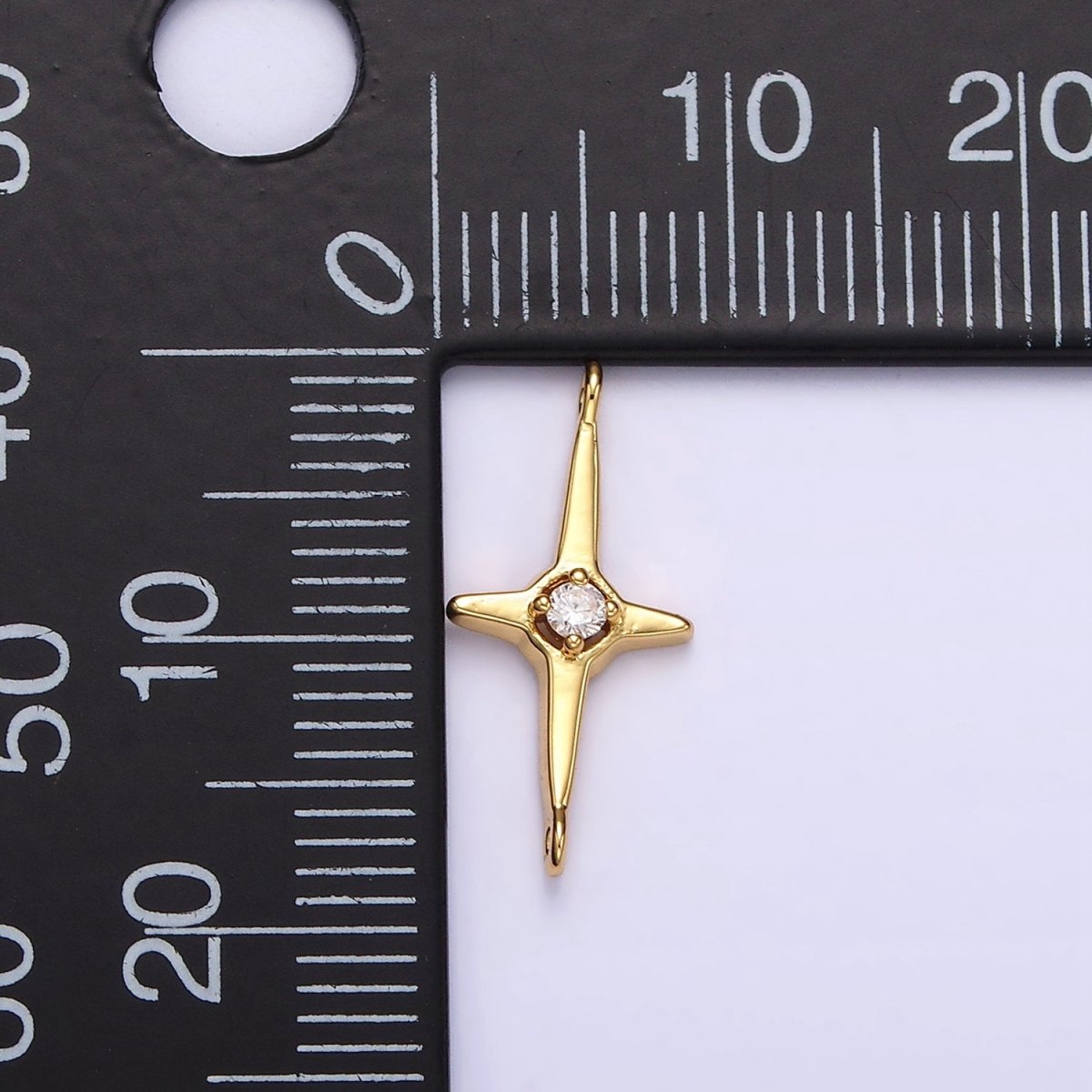 14K Gold Filled 17.7mm Clear CZ Celestial North Star Connector in Gold & Silver | G-788 G-789