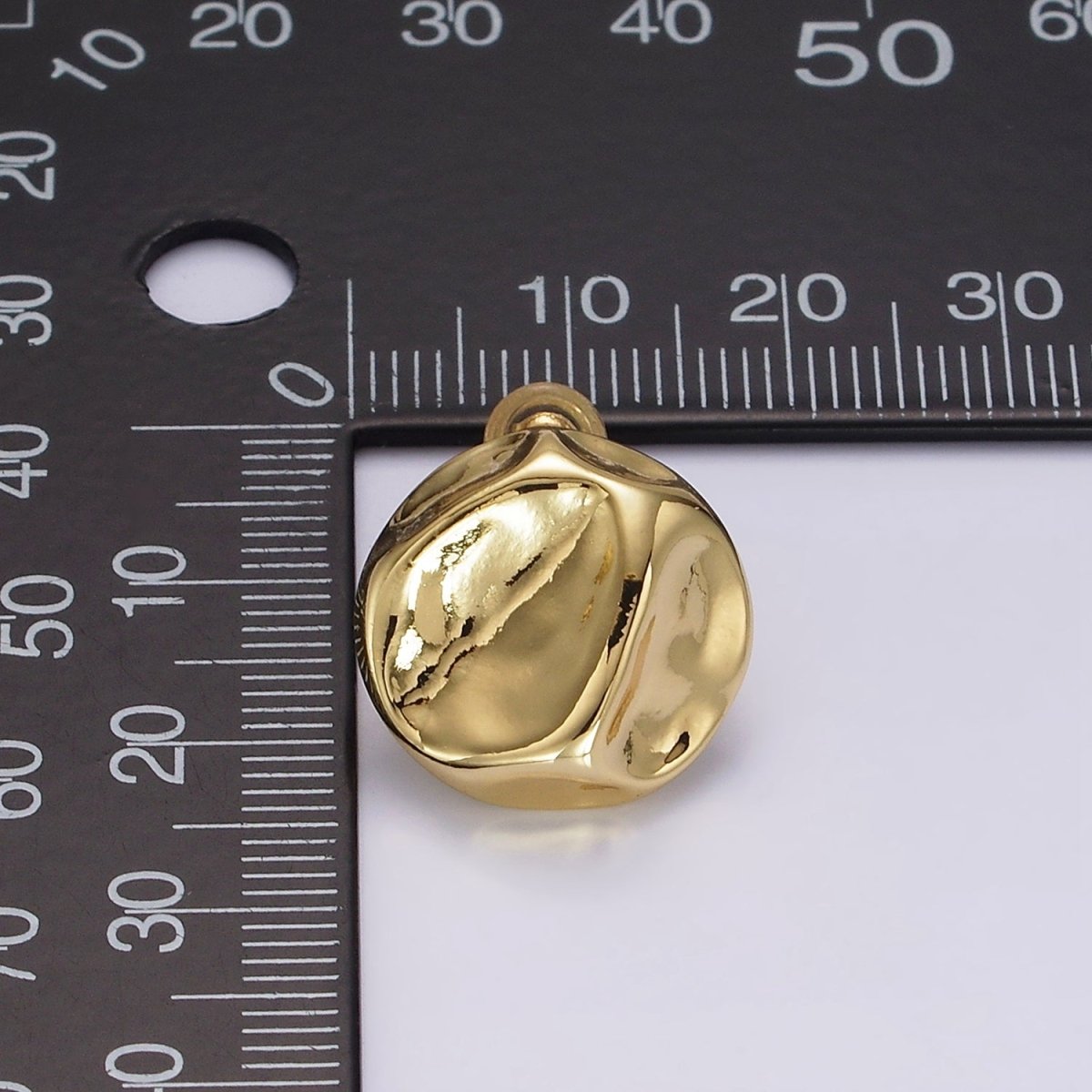 14K Gold Filled 17mm Molten Hammered Round Stud Earrings | V239
