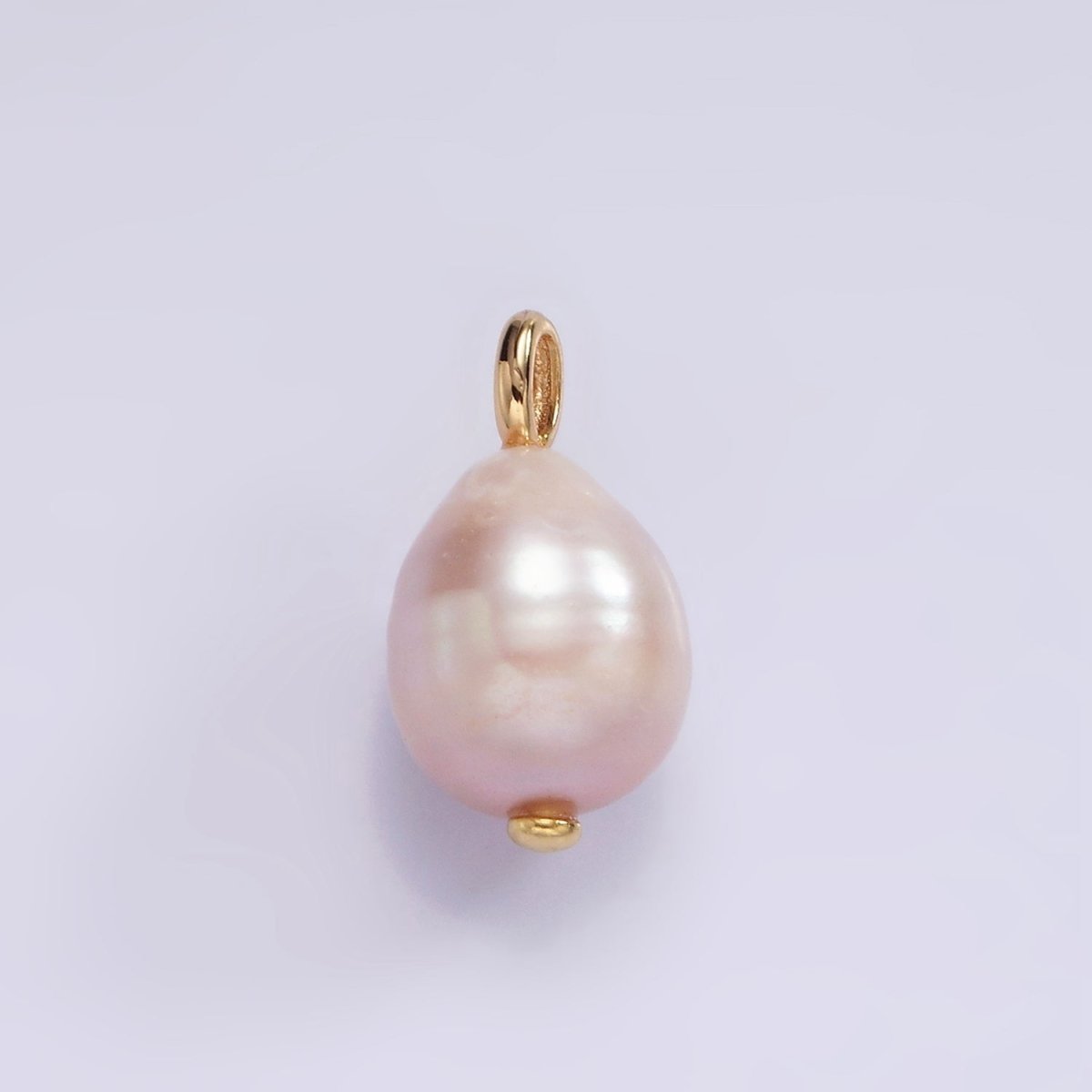 14K Gold Filled 17mm Pink, White Freshwater Pearl Drop Pendant | P1651