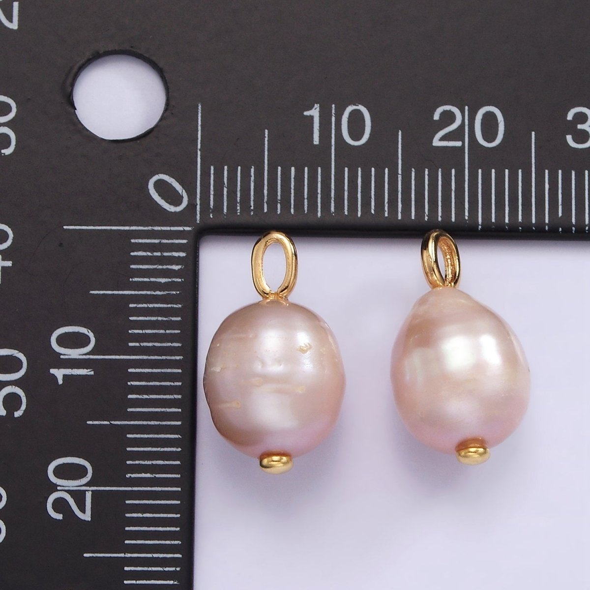 14K Gold Filled 17mm Pink, White Freshwater Pearl Drop Pendant | P1651
