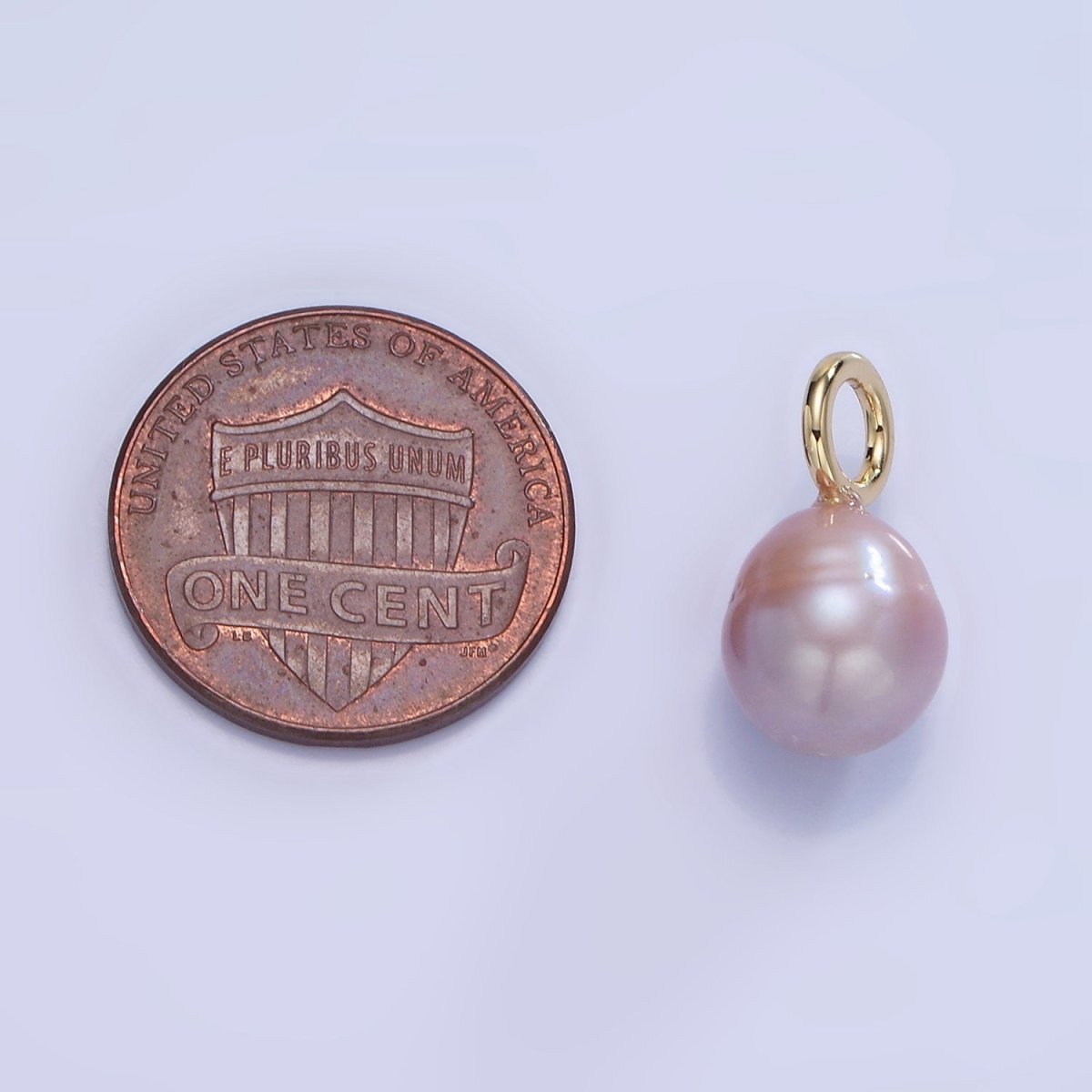 14K Gold Filled 17mm Purple Ringed Freshwater Pearl Oval Drop Pendant | P1737 - DLUXCA