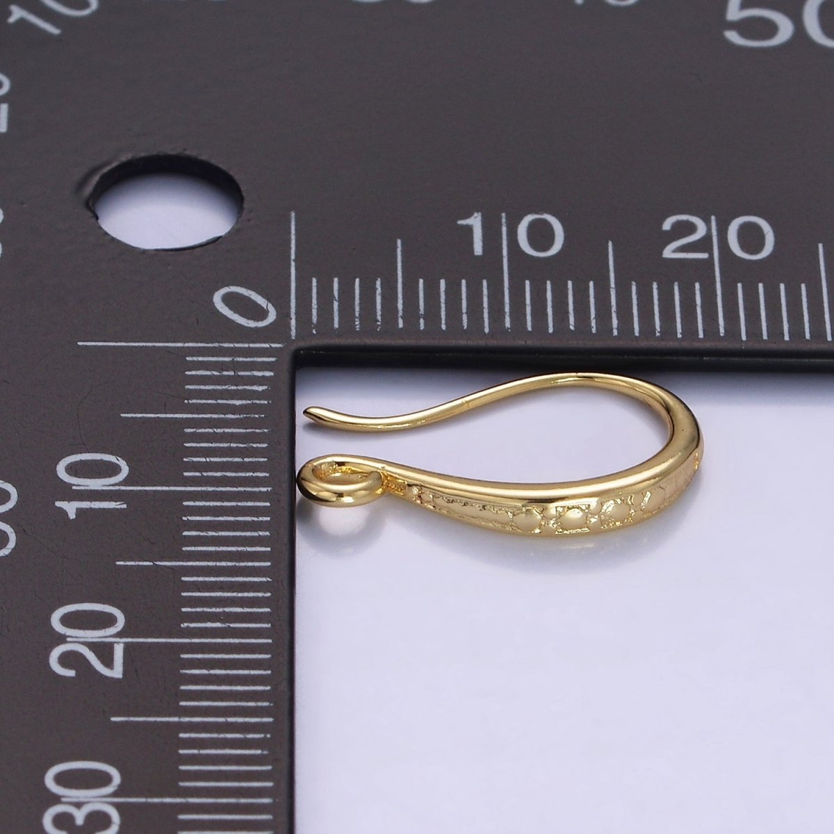 14K Gold Filled 18mm Dotted French Hook Earring Findings | Z739 - DLUXCA
