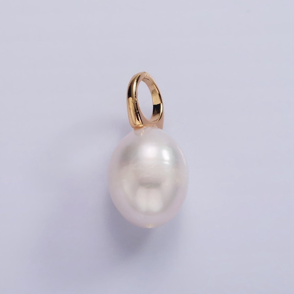 14K Gold Filled 18mm Freshwater Pearl Button Drop Personalized Earring Charm | P-1627 - DLUXCA
