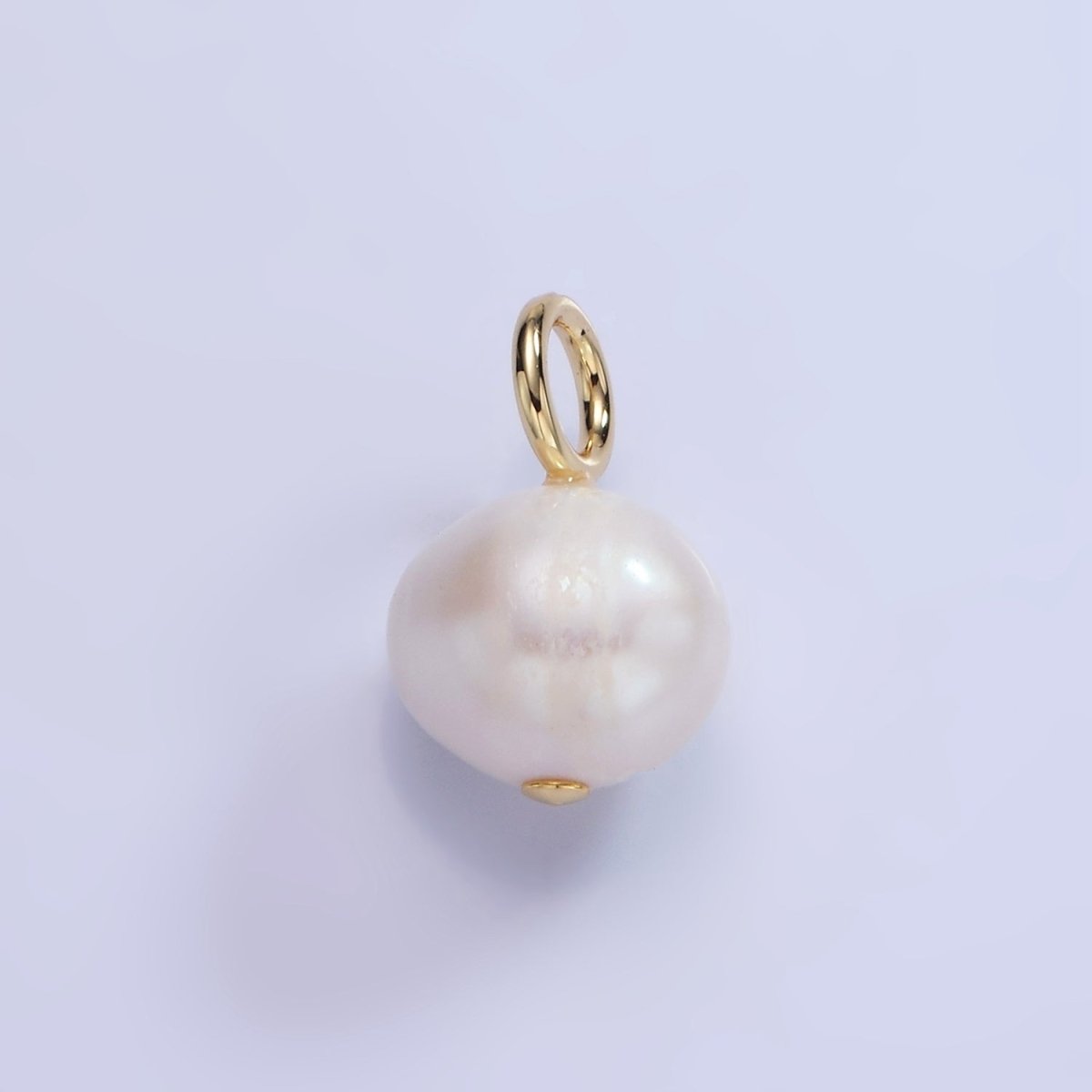 14K Gold Filled 18mm Freshwater Pearl Button Drop Pendant | P1717