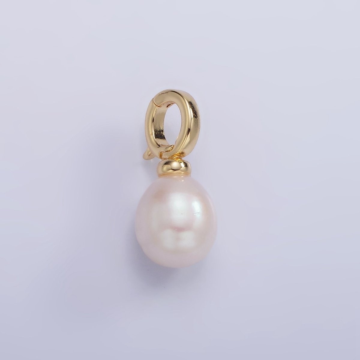 14K Gold Filled 18mm Freshwater Pearl Drop Snap Latch Bail Pendant | P1696 - DLUXCA