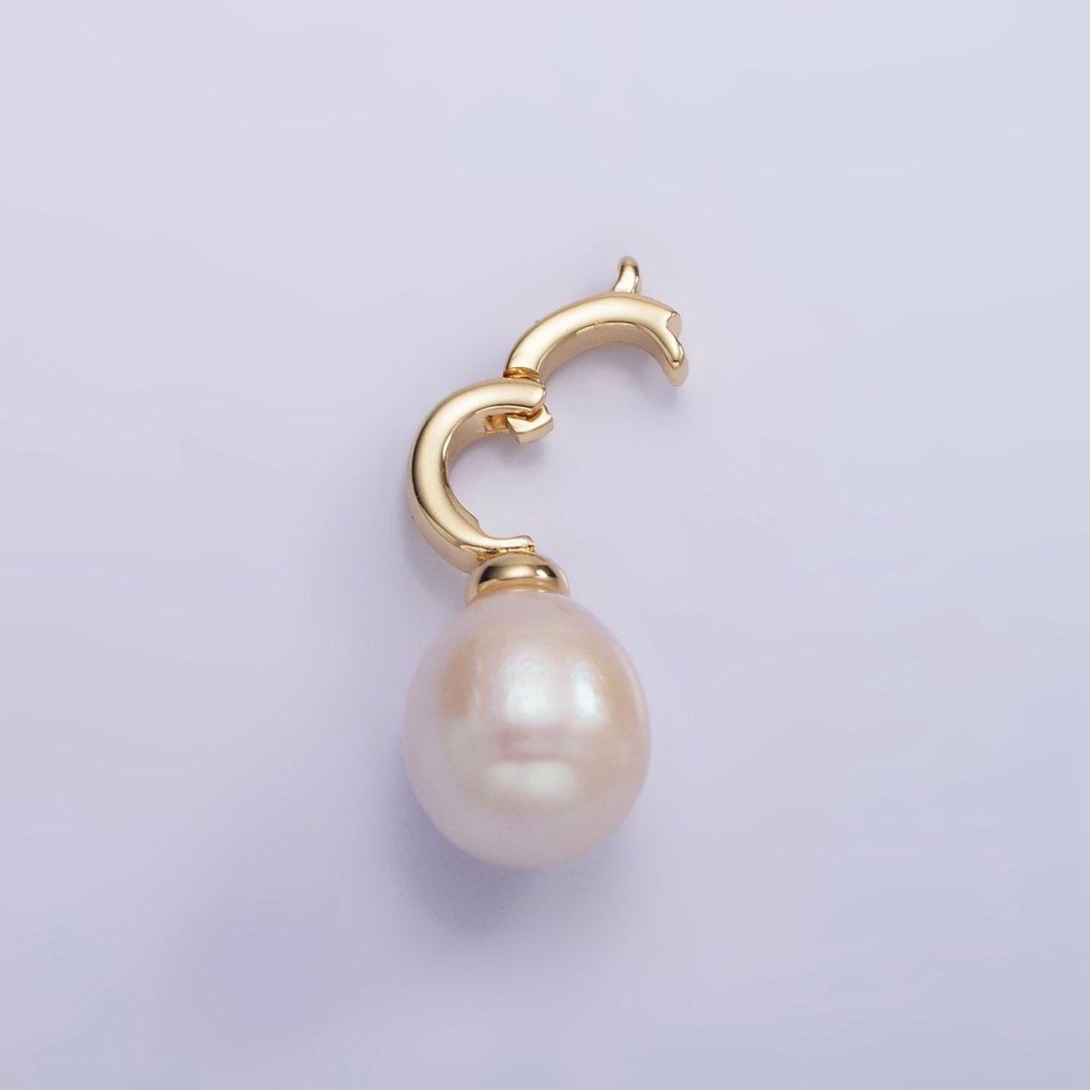 14K Gold Filled 18mm Freshwater Pearl Drop Snap Latch Bail Pendant | P1696 - DLUXCA