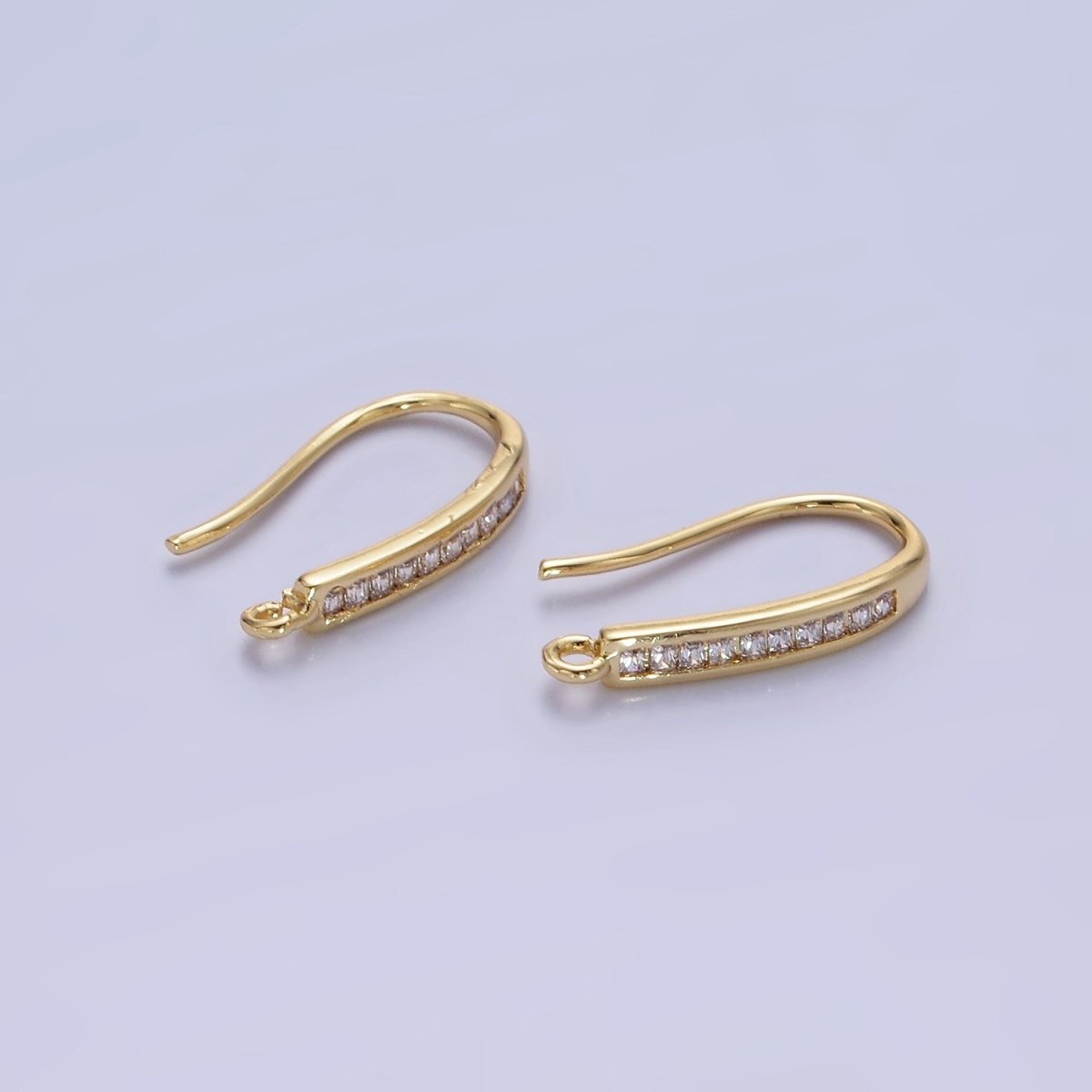 14K Gold Filled 18mm Micro Paved CZ French Hook Earring Findings in Gold & Silver | Z751 Z752