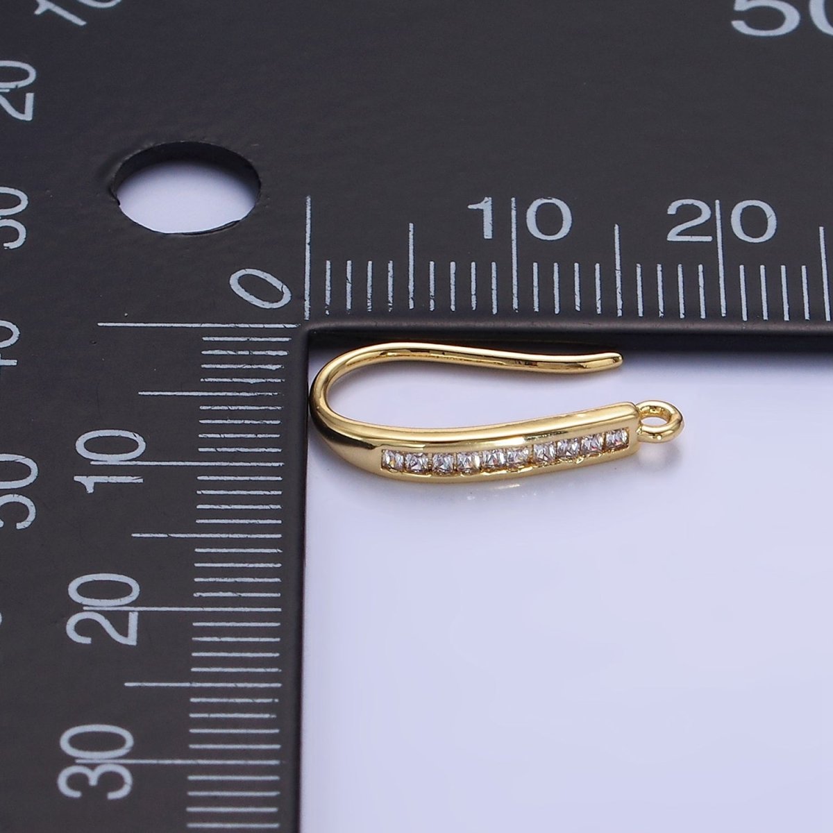 14K Gold Filled 18mm Micro Paved CZ French Hook Earring Findings in Gold & Silver | Z751 Z752