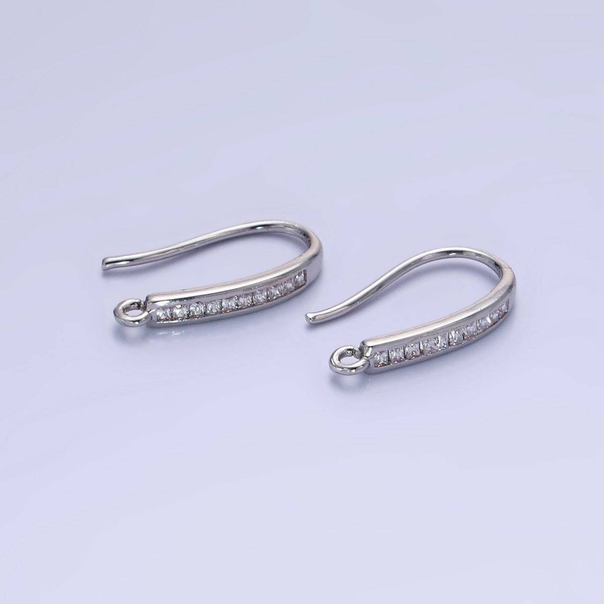 14K Gold Filled 18mm Micro Paved CZ French Hook Earring Findings in Gold & Silver | Z751 Z752