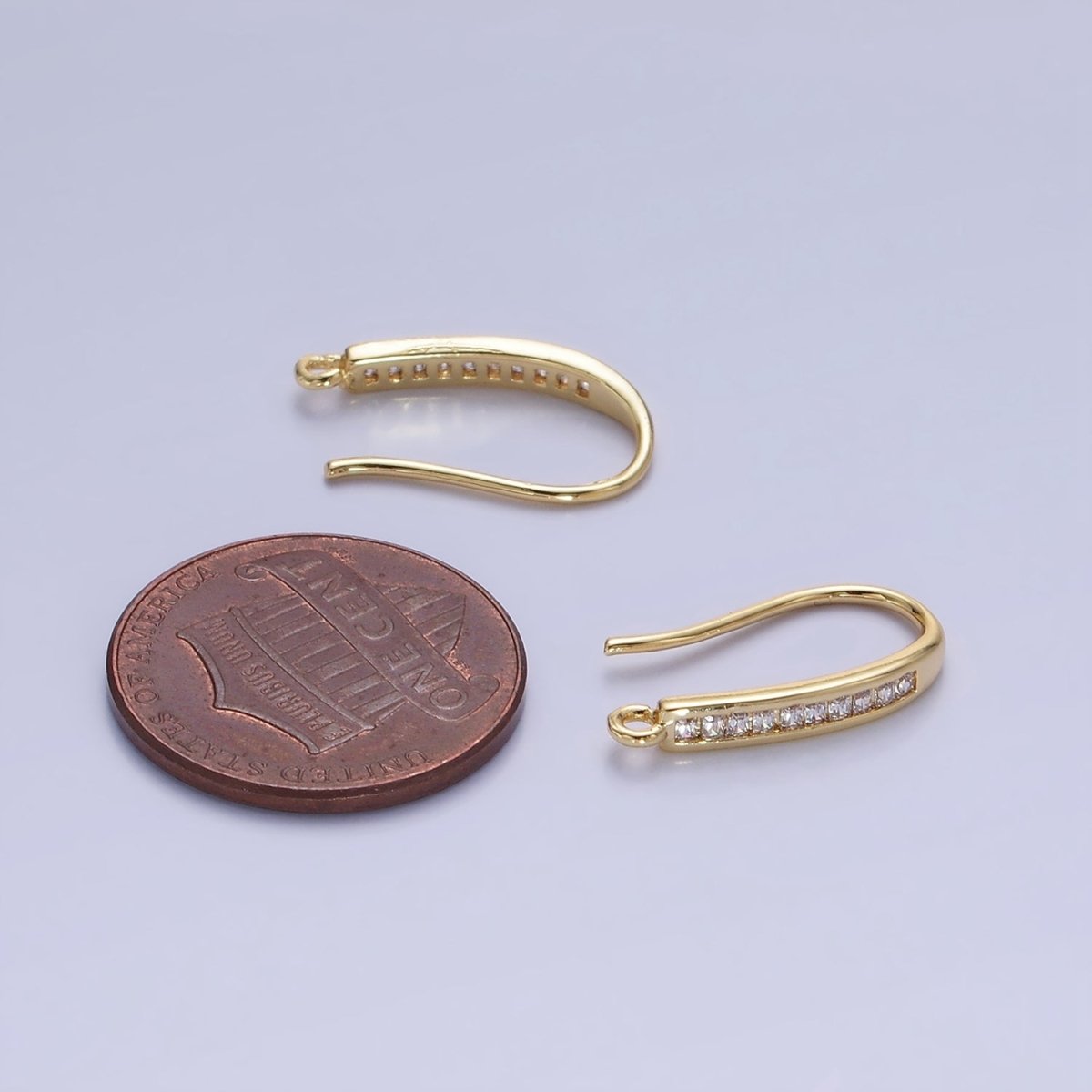 14K Gold Filled 18mm Micro Paved CZ French Hook Earring Findings in Gold & Silver | Z751 Z752