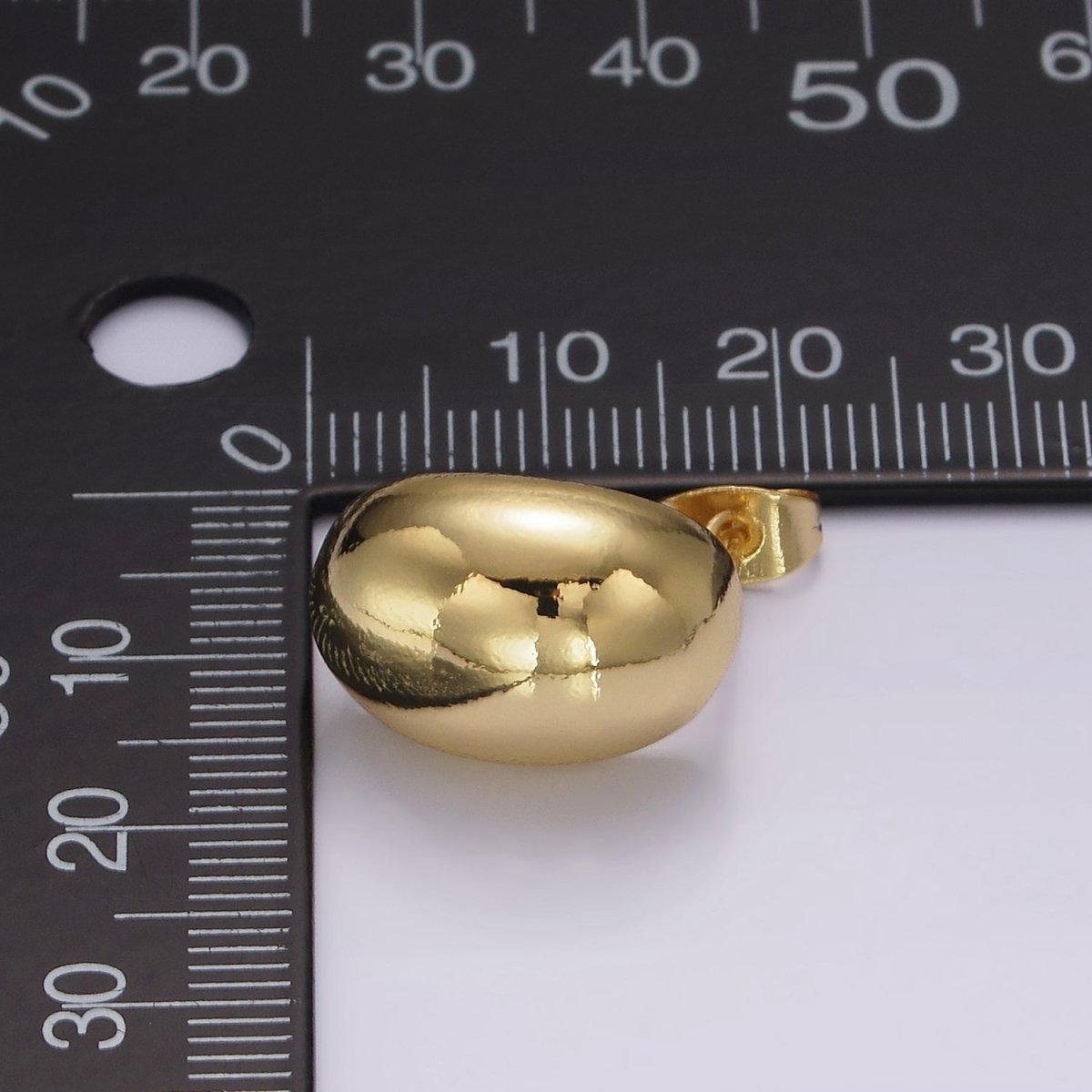 14K Gold Filled 18mm Oval Bean Dome Open Loop Stud Earrings Findings Supply | Z624