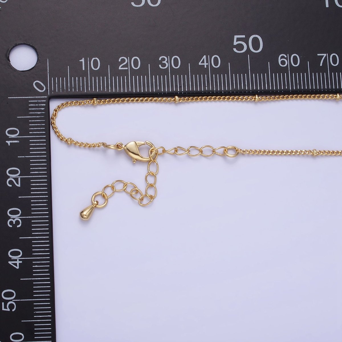 14K Gold Filled 1.8mm Satellite Curb Chain 17 Inch Necklace w. Extender in Gold & Silver | WA-2455 WA-2456
