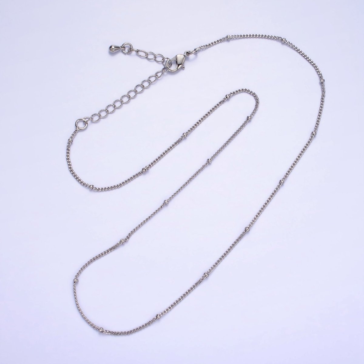 14K Gold Filled 1.8mm Satellite Curb Chain 17 Inch Necklace w. Extender in Gold & Silver | WA-2455 WA-2456