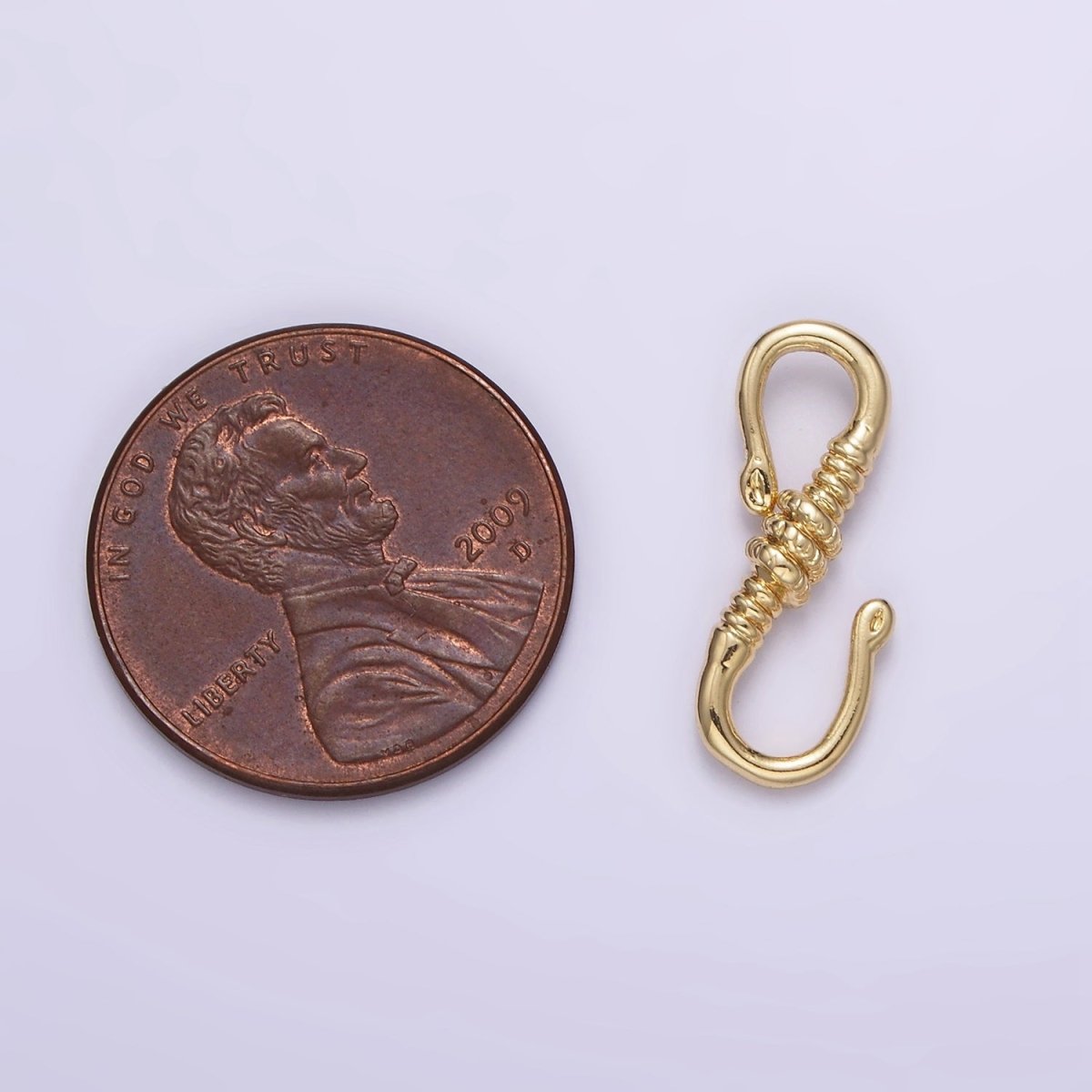 14K Gold Filled 18mm Tied Curved S-Hook Closure Findings Supply in Gold & Silver | Z657