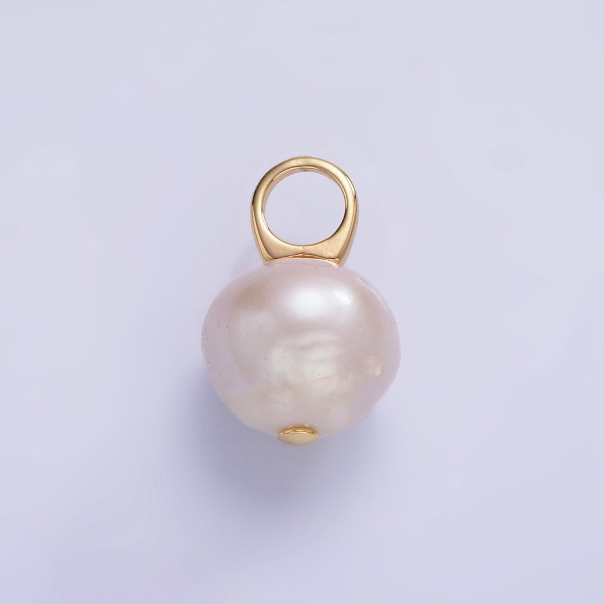14K Gold Filled 18mm White Freshwater Pearl Button Drop Pendant | P1688 - DLUXCA