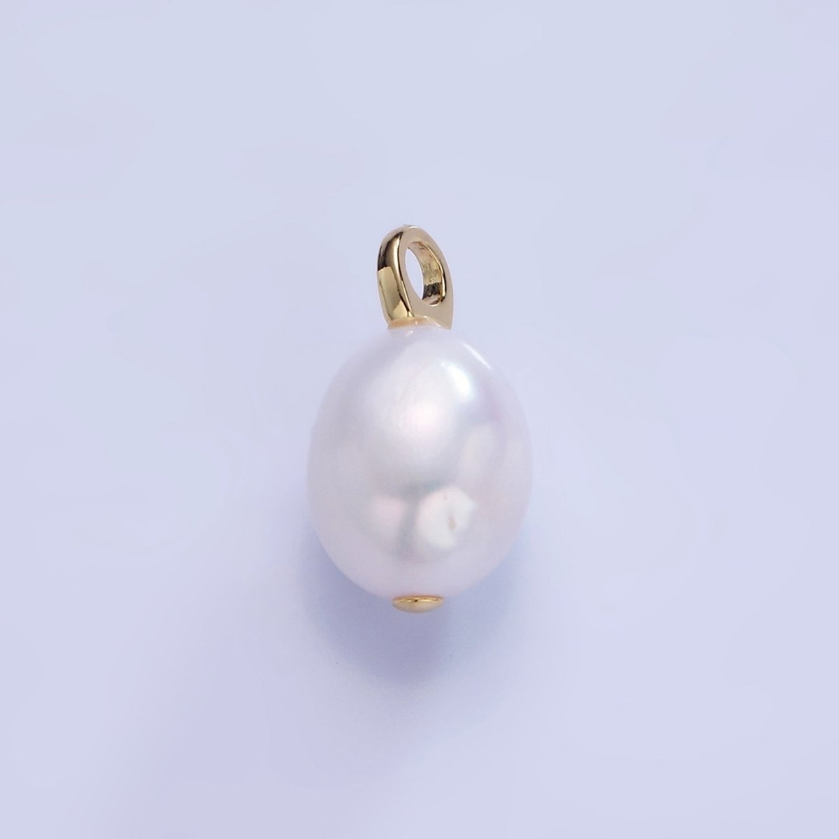 14K Gold Filled 18mm White Oval Freshwater Pearl Drop Pendant | P1733