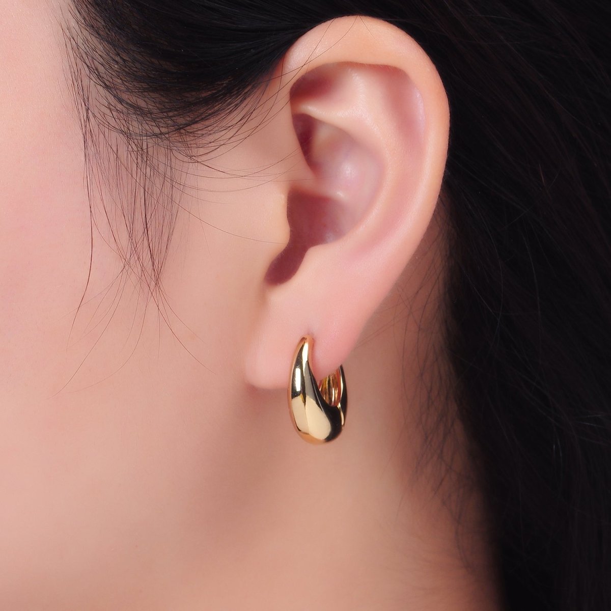 14K Gold Filled 19mm Chubby Dome Minimalist Huggie Earrings | AD1432 AD088