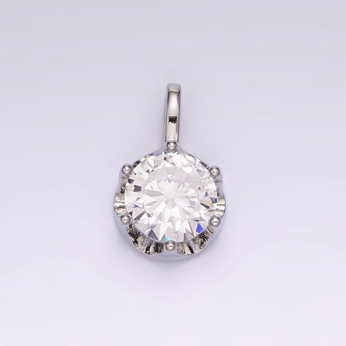 14K Gold Filled 19mm Green, Clear CZ Solitaire Pendant in Gold & Silver | N1834 N1835