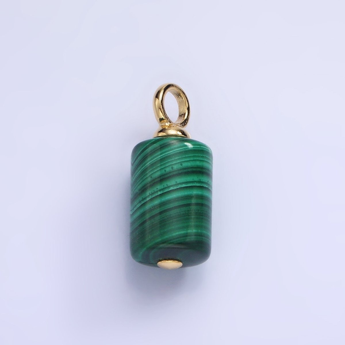 14K Gold Filled 19mm Malachite Gemstone Tube Cylinder Drop Charm | AG706 - DLUXCA
