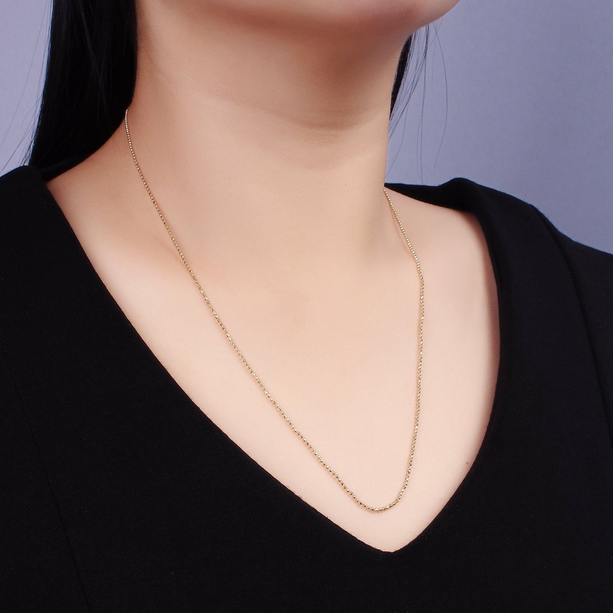 14K Gold Filled 1mm Bead Ball Chain 17.5 Inch, 19.5 Inch Necklace w. Extender | WA-2428 WA-2429